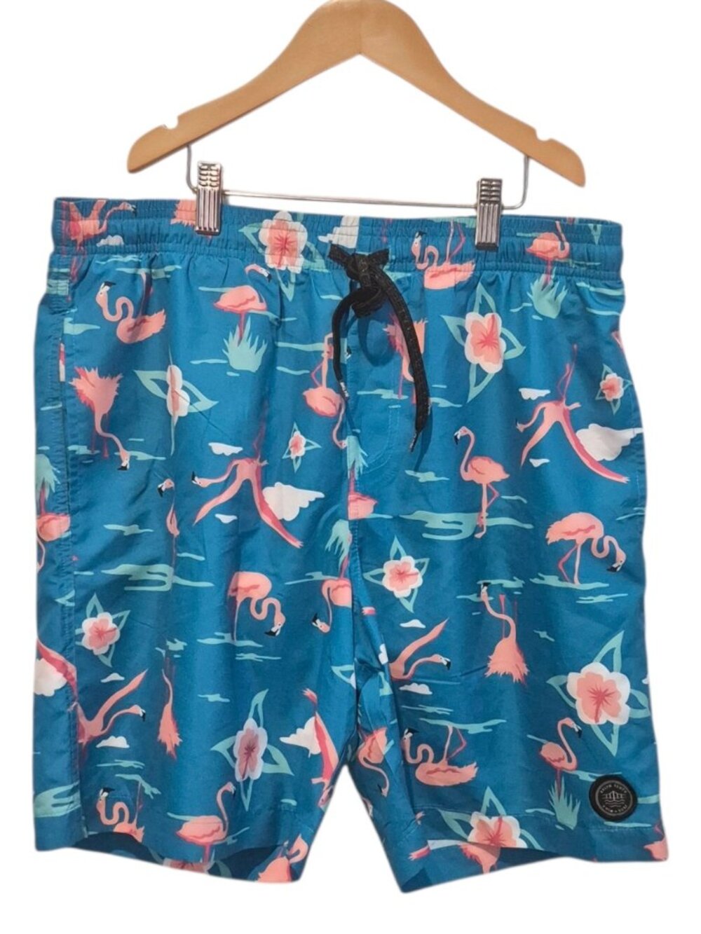Brooklyn Cloth Kent Men's Volley Pool Beach Swim Shorts Pink Flamingo Size Med
